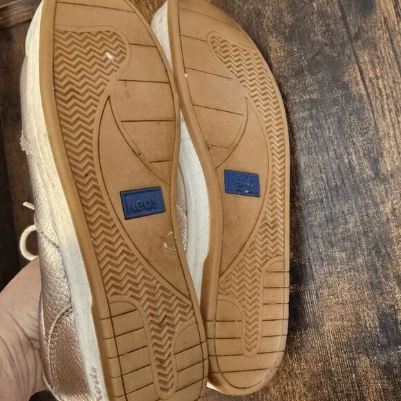 Keds Kickstart Tumbled Leather Lace Up Sneakers Women's Metallic Gold Size 9 - Picture 3 of 5